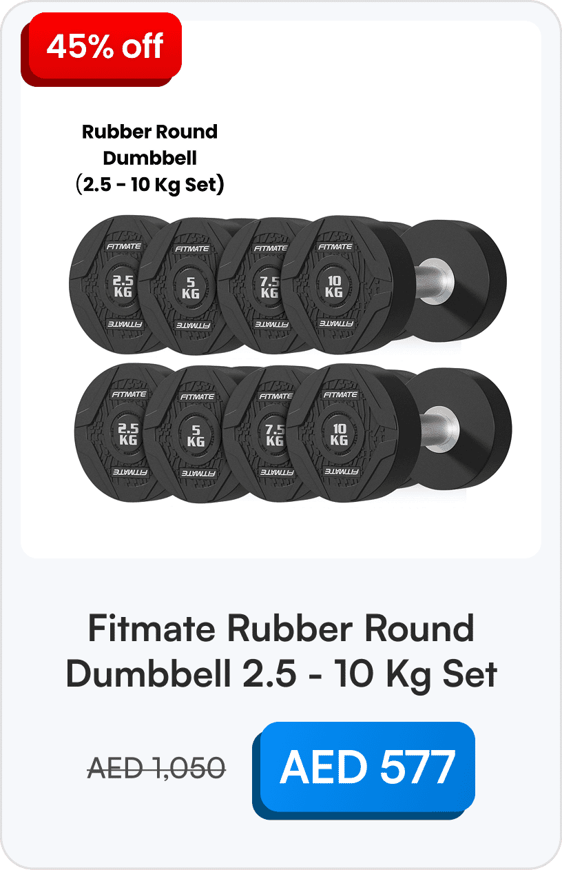 Fitmate Rubber Round Dumbbell 2.5 - 10 Kg Set