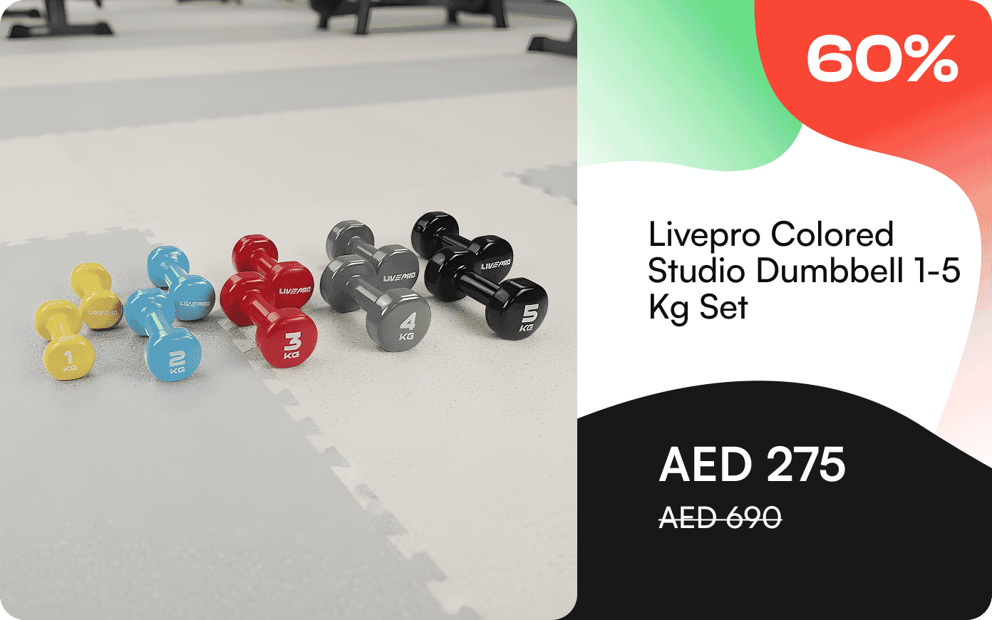 Livepro Colored Studio Dumbbell 1-5 Kg Set
