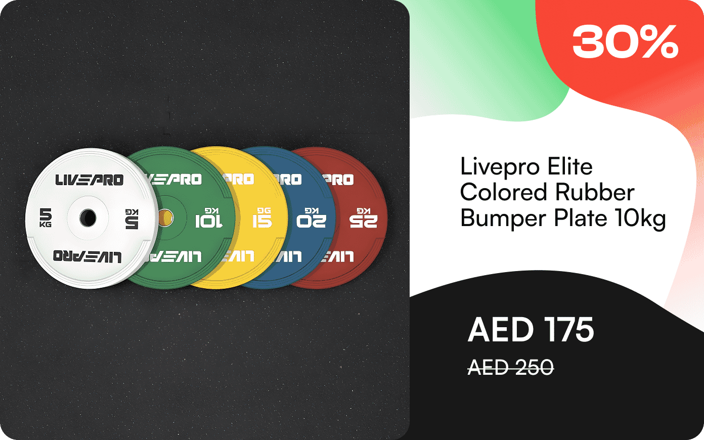 Livepro Elite Colored Rubber Bumper Plate 10kg