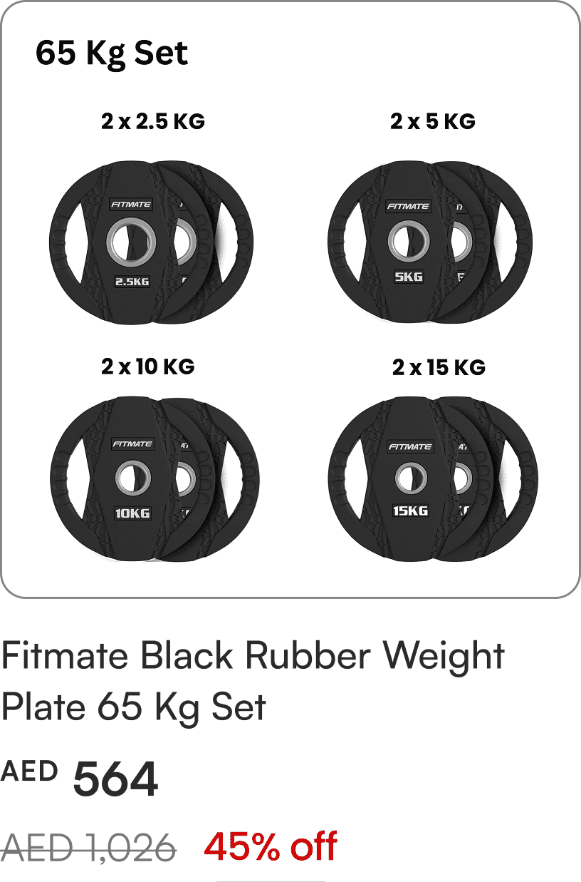 Fitmate Black Rubber Weight Plate 65 Kg Set