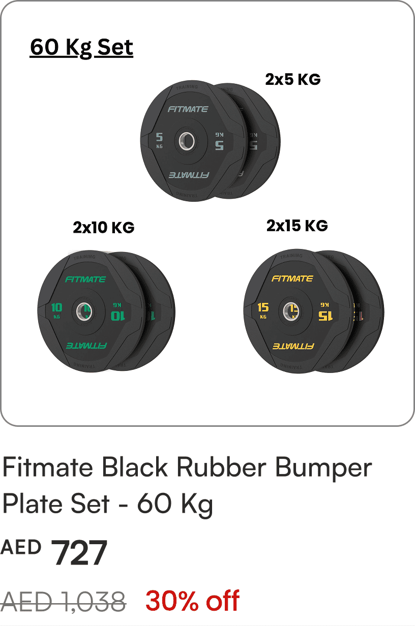 Fitmate Black Rubber Bumper Plate Set - 60 Kg
