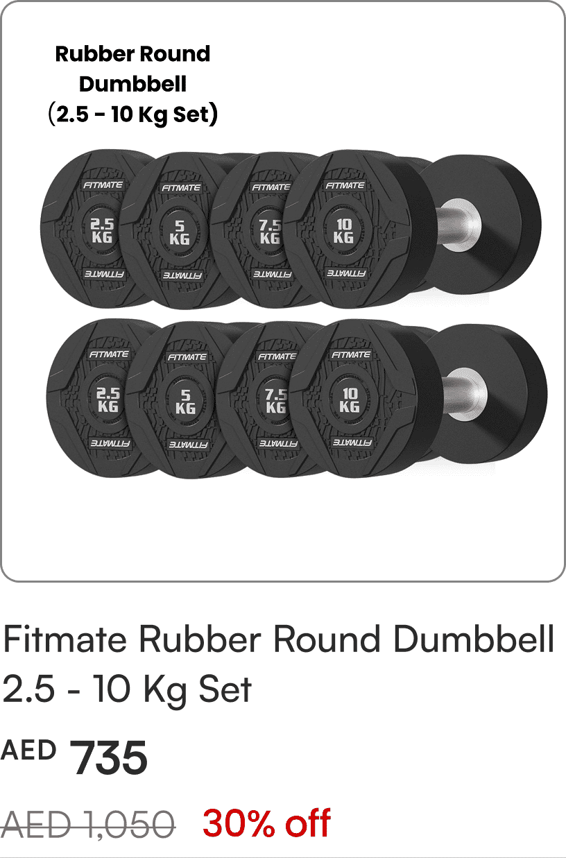 Fitmate Rubber Round Dumbbell 2.5 - 10 Kg Set