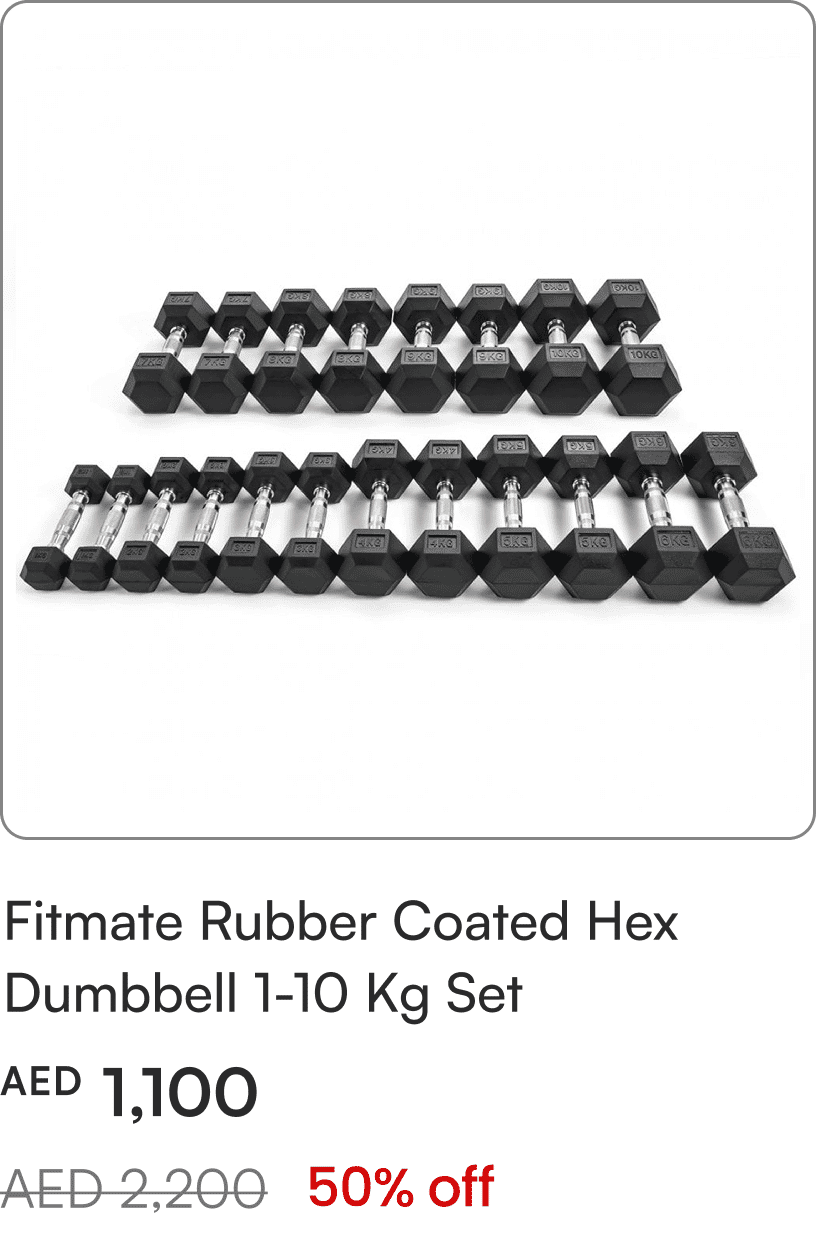 Fitmate Rubber Coated Hex Dumbbell 1-10 Kg Set