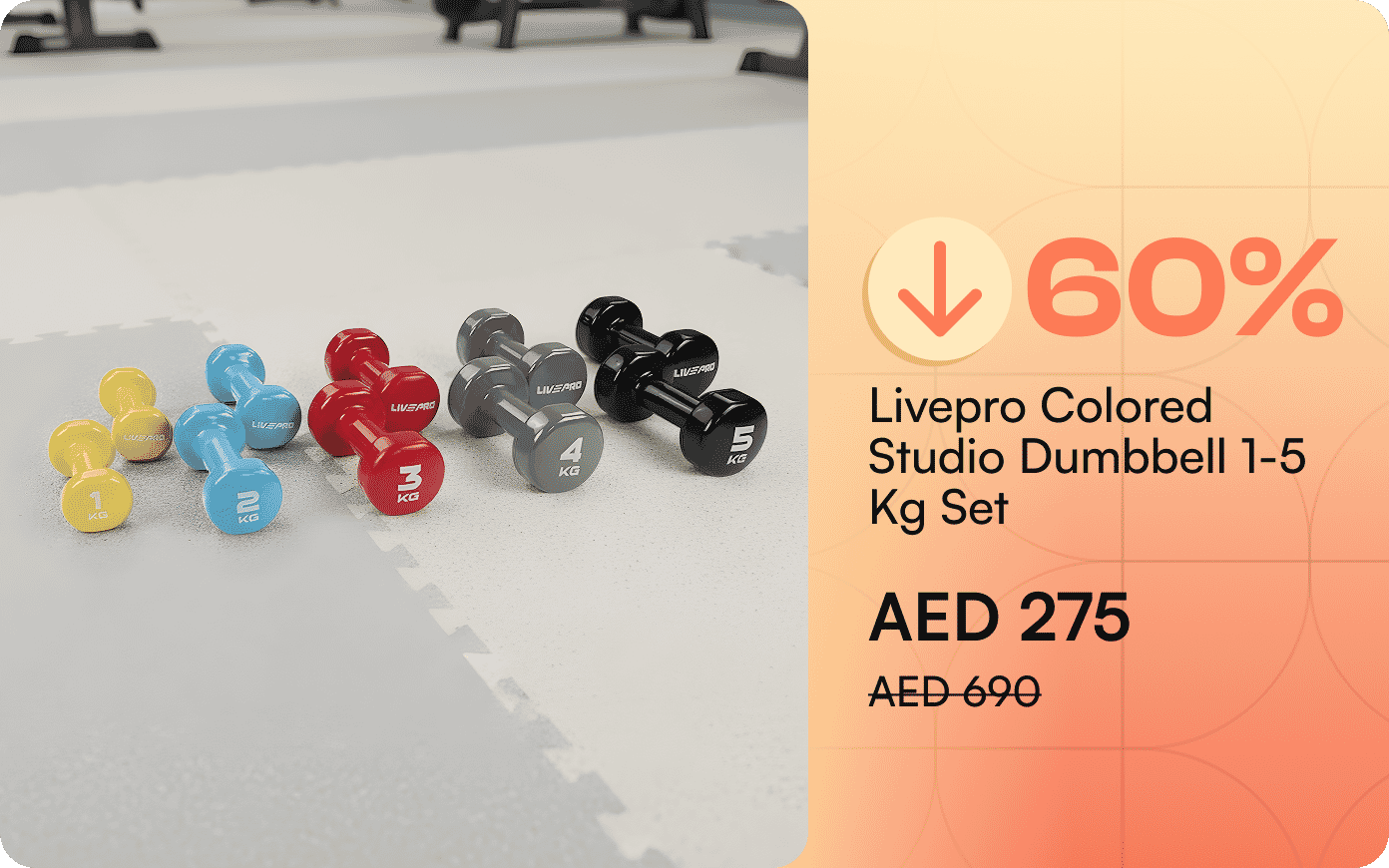 Livepro Colored Studio Dumbbell 1-5 Kg Set
