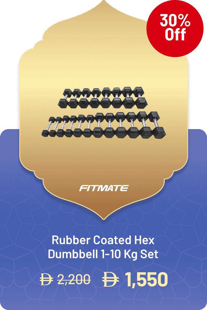 Fitmate Rubber Coated Hex Dumbbell 1-10 Kg Set