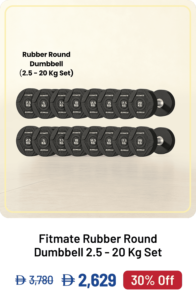 Fitmate Rubber Round Dumbbell 2.5 - 20 Kg Set
