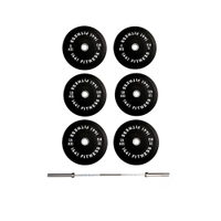 1441 Fitness 7 Ft Olympic Bar with Rubber Bumper Plates - 80 KG Set