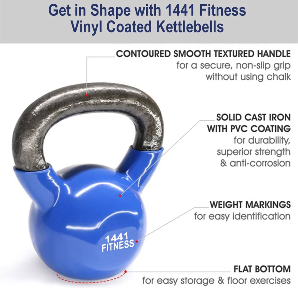 1441 Fitness Vinyl Coated Kettlebell 4 KG to 24 KG