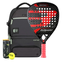 Bullpadel Vertex 04 Padel Racket + Nox WPT Open Series Padel Backpack + NOX PRO Titanium 3 Padel Balls Can