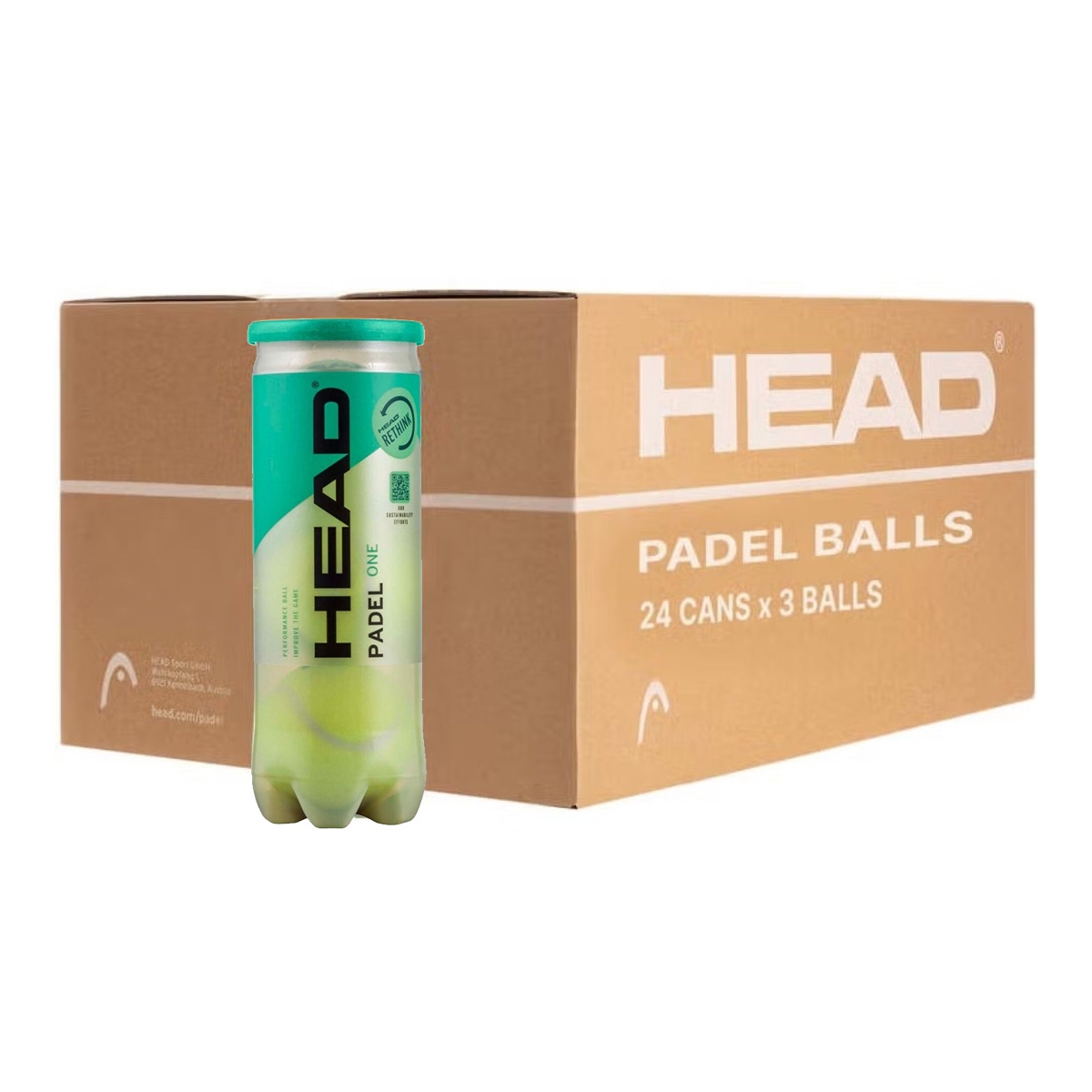 Head Padel One  Tournament Grade Ball, Designed For Faster Play, Box Of 24 Cans (72 Balls)