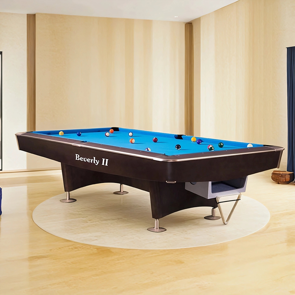 Beverly II Pool Table 8 Feet Marble Top With Ball Return System Brown