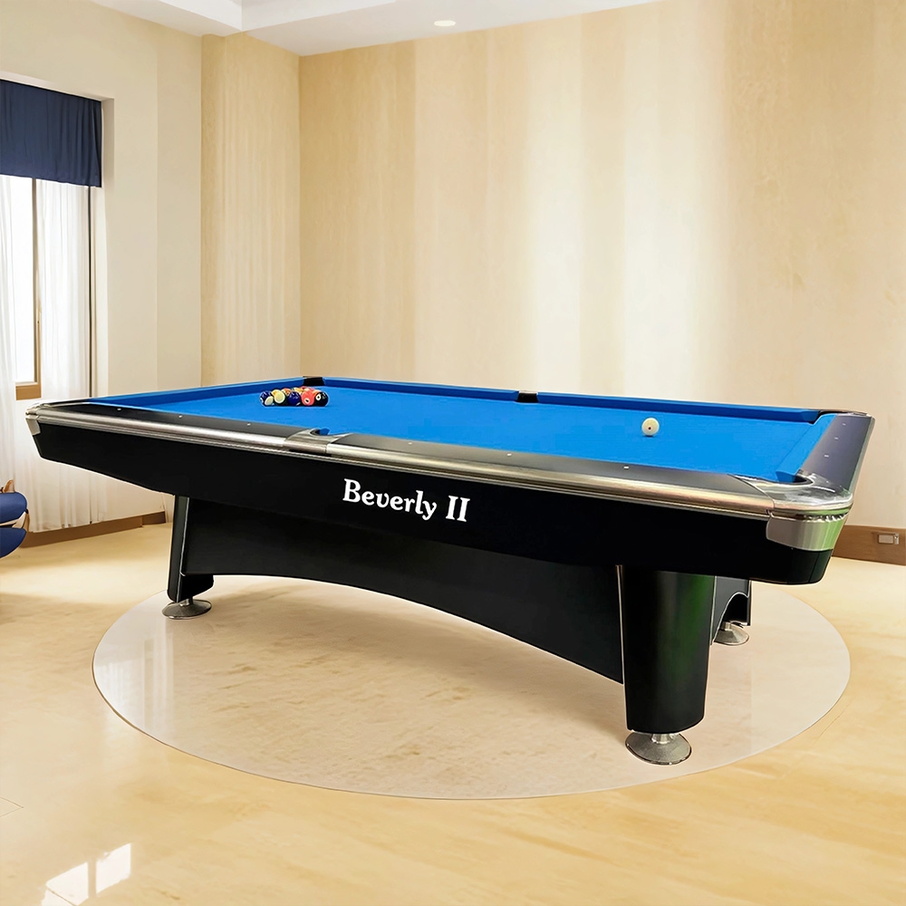 Beverly II Pool Table 8 Feet Marble Material Black Ball Return System Billiard Table