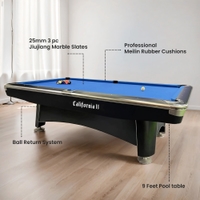 California II 9ft Marble Top Pool Table With Ball Return System Black | Billiard Table
