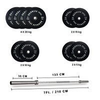 1441 Fitness 7 ft Olympic Barbell with Rubber Olympic Weight Plate | 160 Kg Set