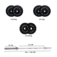 1441 Fitness 6 ft Olympic Barbell with Rubber Olympic Weight Plate | 60 Kg Set