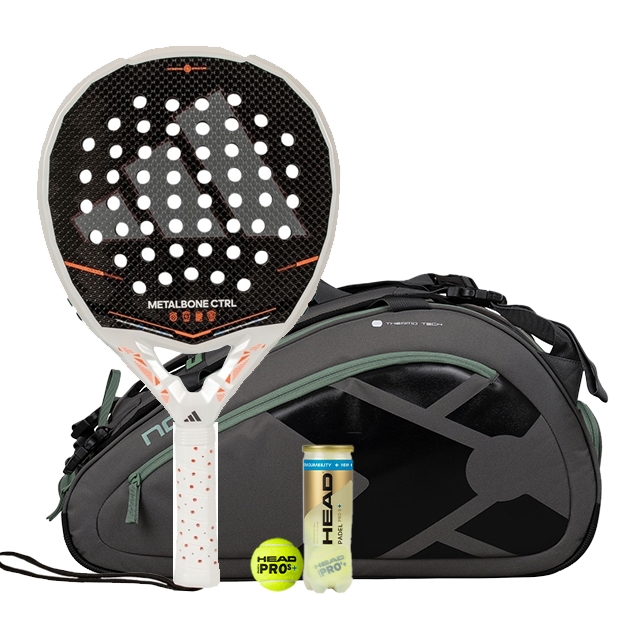Adidas Metalbone Ctrl 3.5 2026 Padel Racket + NOX AT10 Team Grey/Green Padel Bag Combo