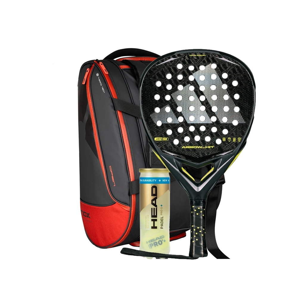 Adidas Arrow Hit 3.5 2026 Padel Racket + Nox Luxury Open Series Padel Bag Black & Red Combo