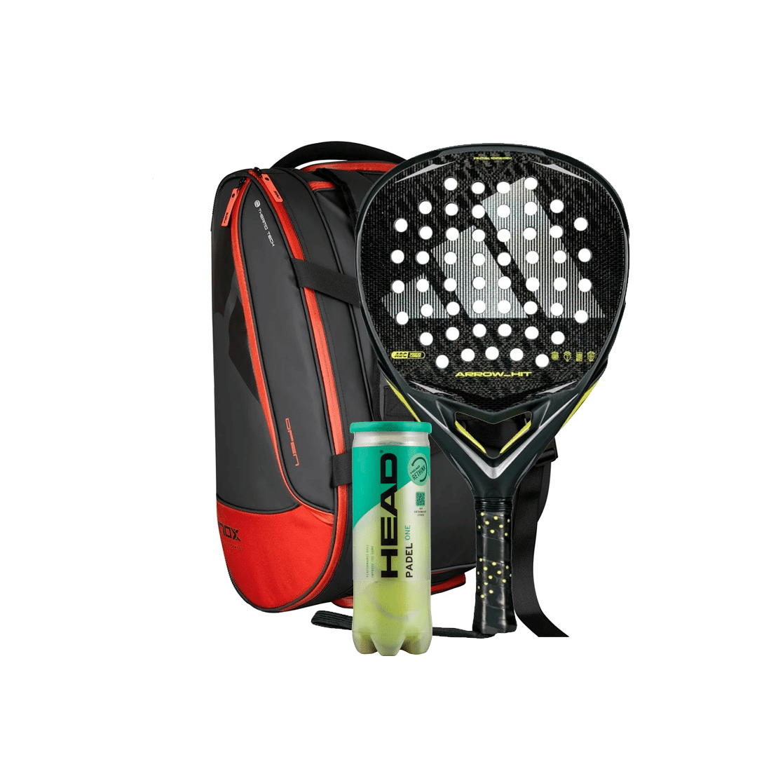 Adidas Arrow Hit 3.5 2026 Padel Racket + Nox Luxury Open Series Padel Bag Black & Red Combo