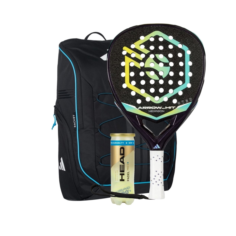 Adidas Arrow Hit Hexagon Cup LE 2026 Padel Racket  + Adidas Protour Black 3.4 Backpack Combo