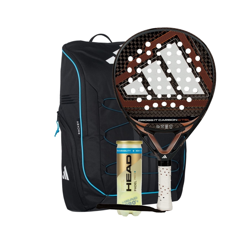 Adidas Cross IT Carbon Ctrl 3.5 2026 Padel Racket + Adidas Protour Black 3.4 Backpack Combo