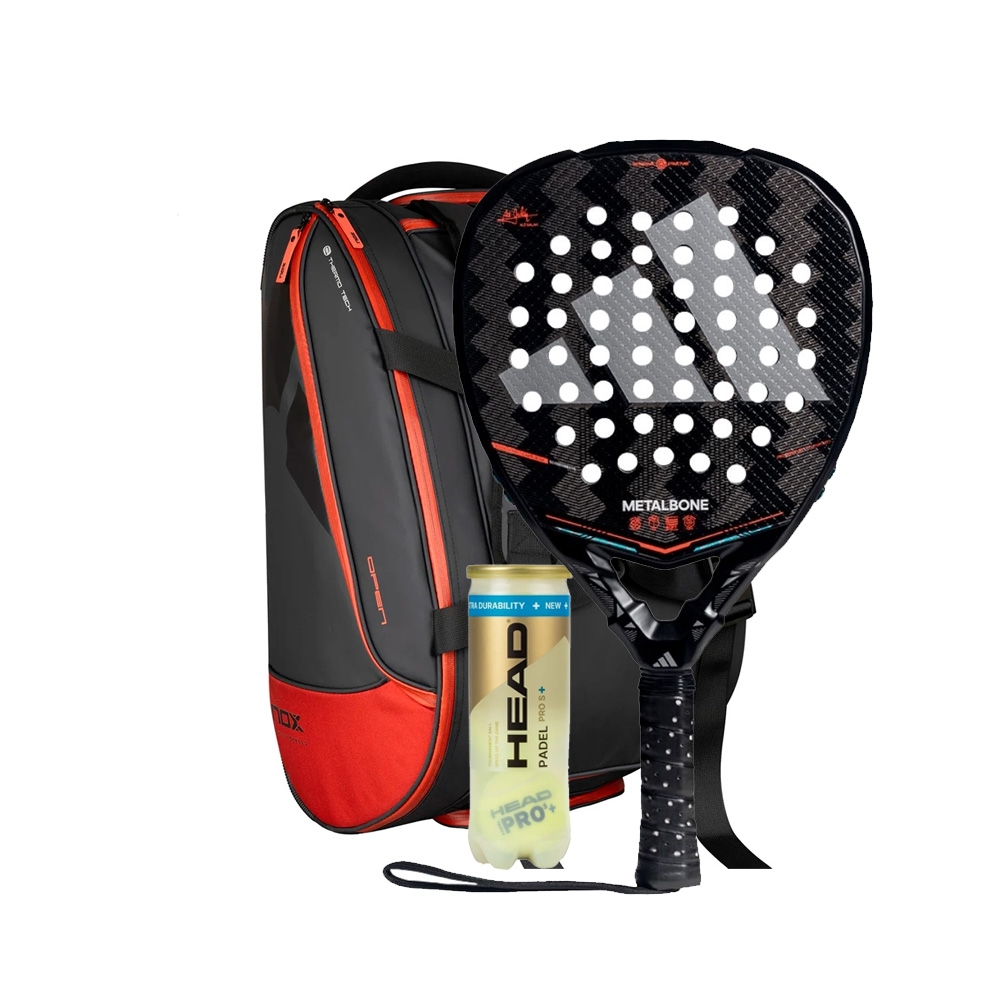 Adidas Metalbone 3.5 2026 Padel Racket  + Nox Luxury Open Series Padel Bag Black & Red Combo