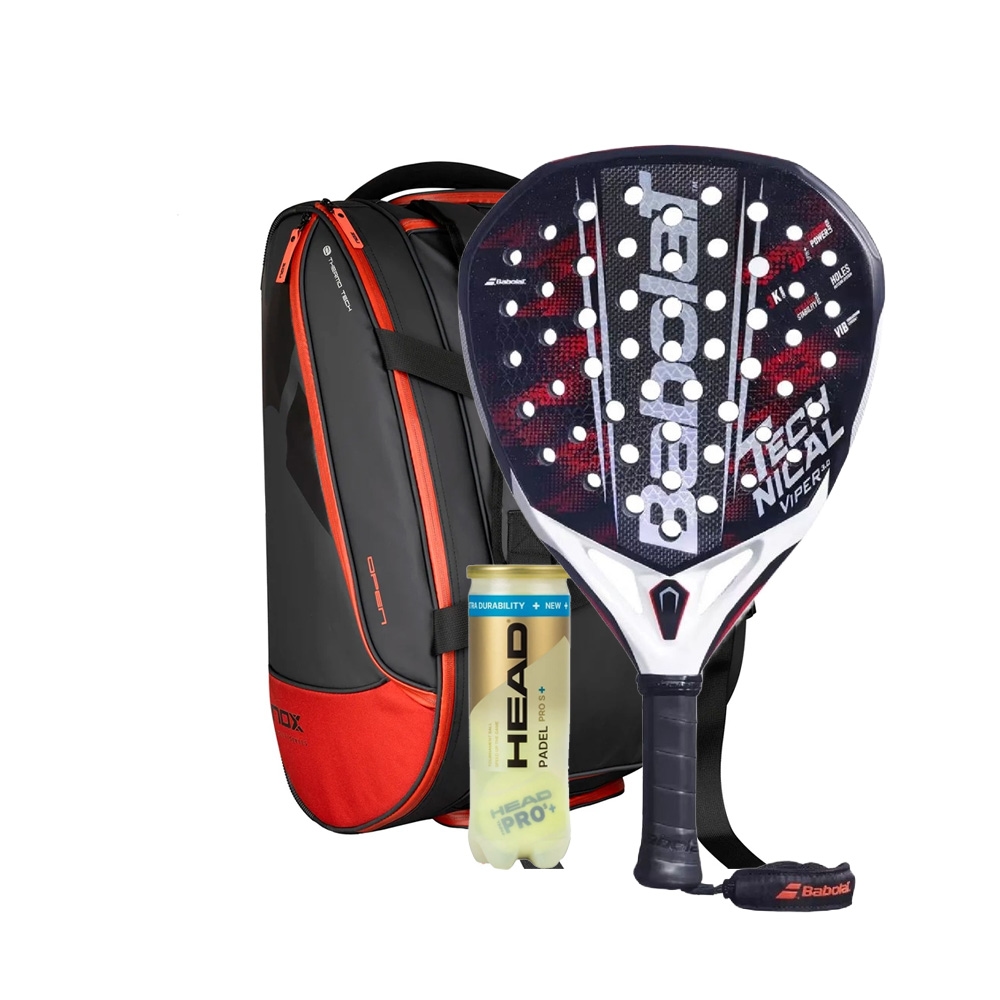 Babolat Technical Viper 3.0 2026 Padel Racket  + Nox Luxury Open Series Padel Bag Black & Red Combo