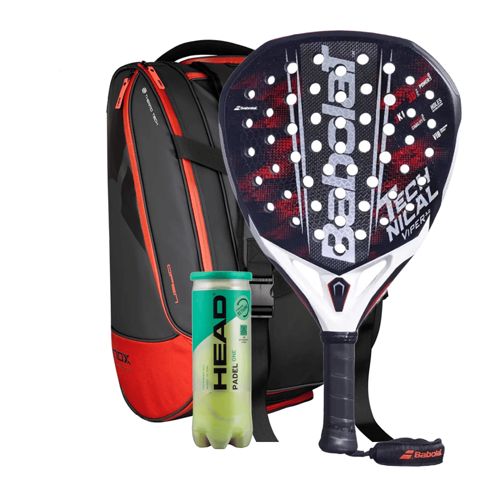 Babolat Technical Viper 3.0 2026 Padel Racket  + Nox Luxury Open Series Padel Bag Black & Red Combo