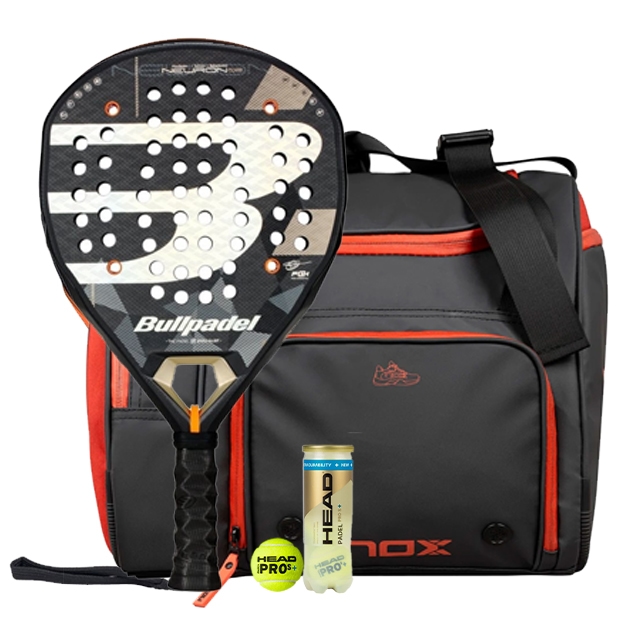 Bullpadel Neuron 02 2026 Padel Racket + NOX Luxury Open Series Padel Bag Black & Red Combo
