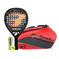 Bullpadel Vertex 04 Hybrid 2025 Padel Racket + Bullpadel Paletero Vertex Rojo Padel Bag Combo