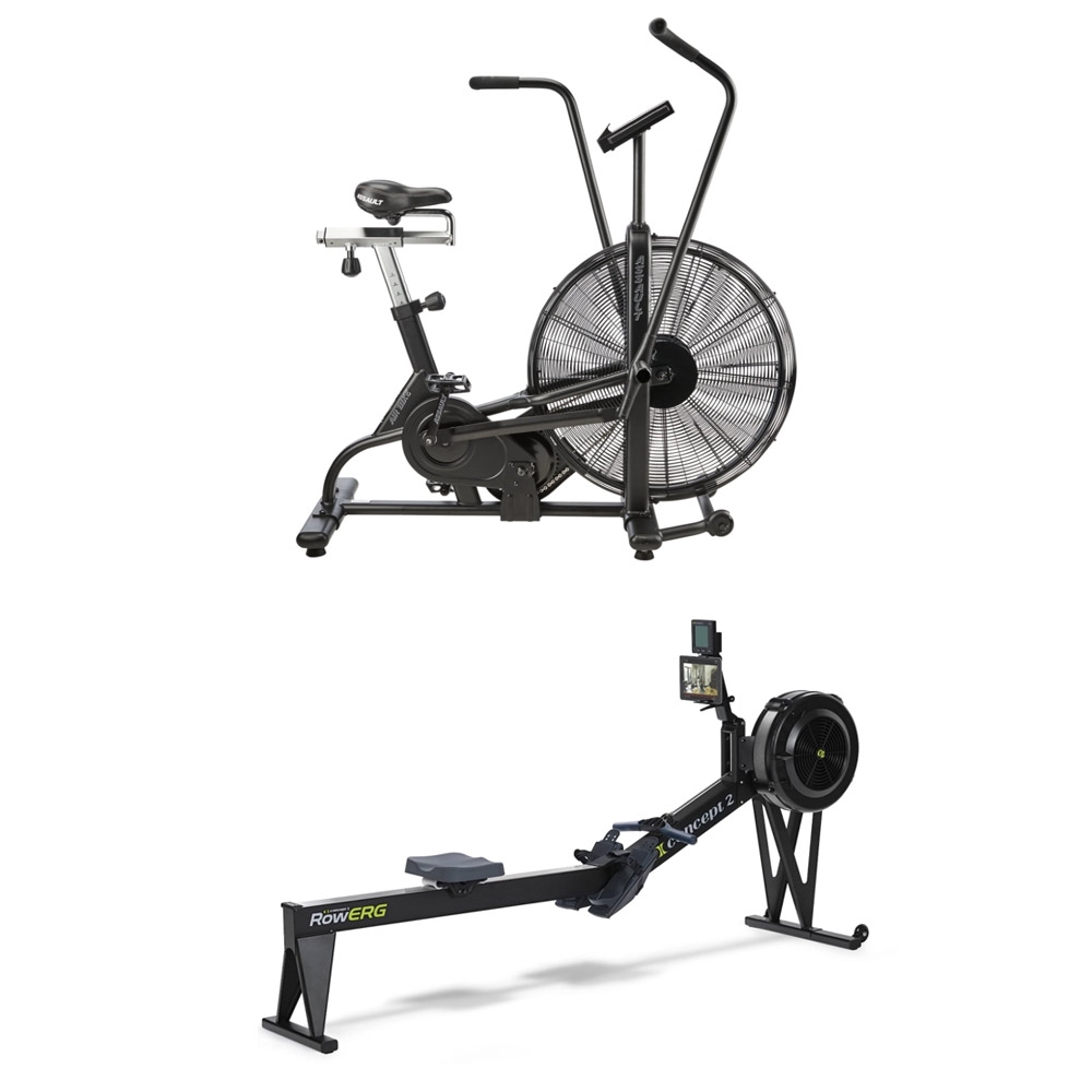 Assault Fitness Airbike Classic + Concept 2 Indoor Rower Model D With PM5 Monitor