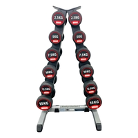 Body Solid Two Tier Vertical Dumbbell Rack With Murano Premium TPU Round Dumbbell Set