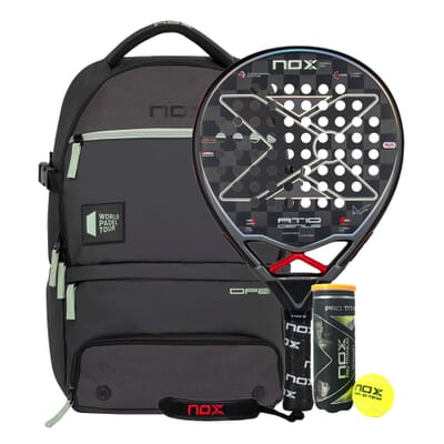 NOX AT10 Luxury GENIUS 18K 2023 By Agustín Tapia Padel Racket + WPT Open Series Padel Bag + Padel Balls