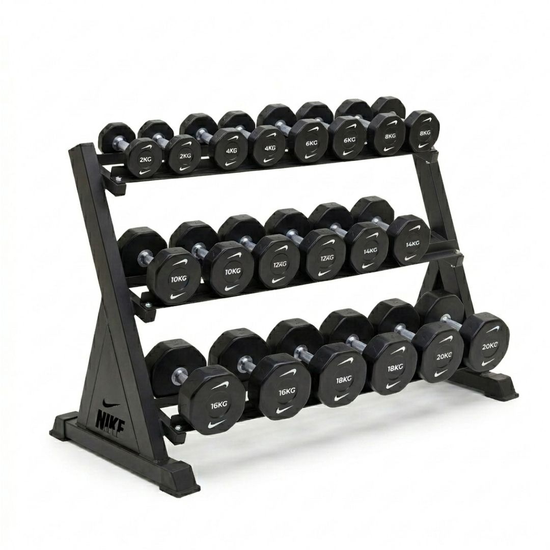 Nike Strength Premium Urethane Pro Dumbbell Set 2-20 kg With 3-Tier Rack