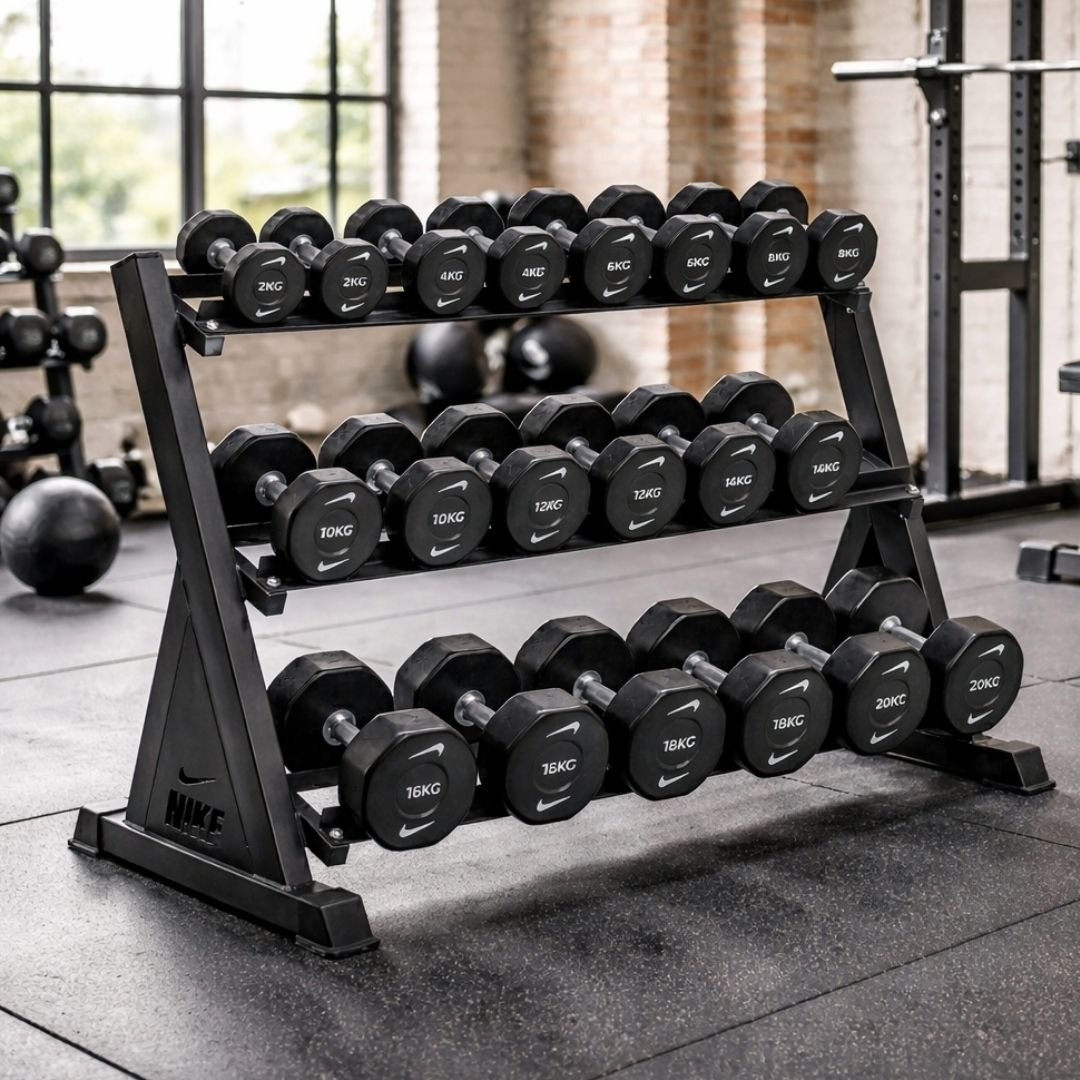 Nike Strength Premium Urethane Pro Dumbbell Set 2-20 kg With 3-Tier Rack