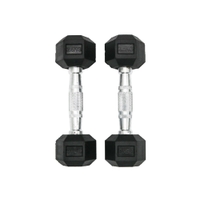 Knight Shot - Hex Rubber Dumbbell Black Cast Iron With High Grade Electroplated Handle 2.5Kg | Pair