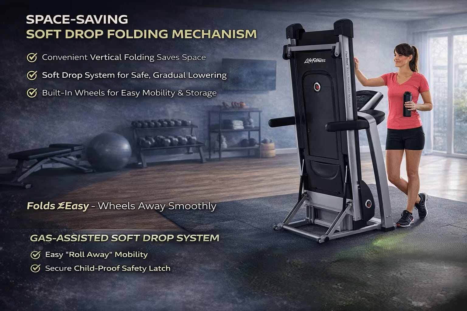 Space-Saving Soft Drop Folding Mechanism