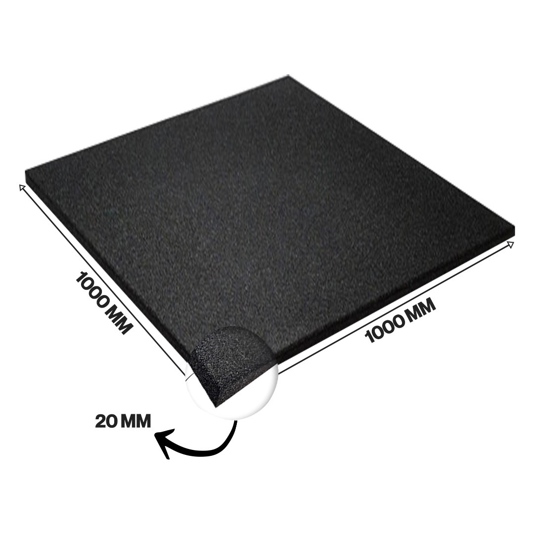 Fitmate Rubber Gym Floor  Black 20mm | 100x100cm