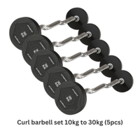 Fitmate Rubber Curl Barbell 10 - 30 Kg Set 5pcs
