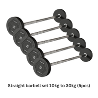 Fitmate Rubber Straight Barbell 10 - 30 Kg Set 5pcs