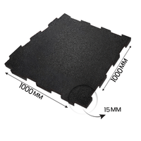 Fitmate Rubber Gym Interlocking Floor Mat Tiles Black - Size - 1 Sqm, 15MM Thickness