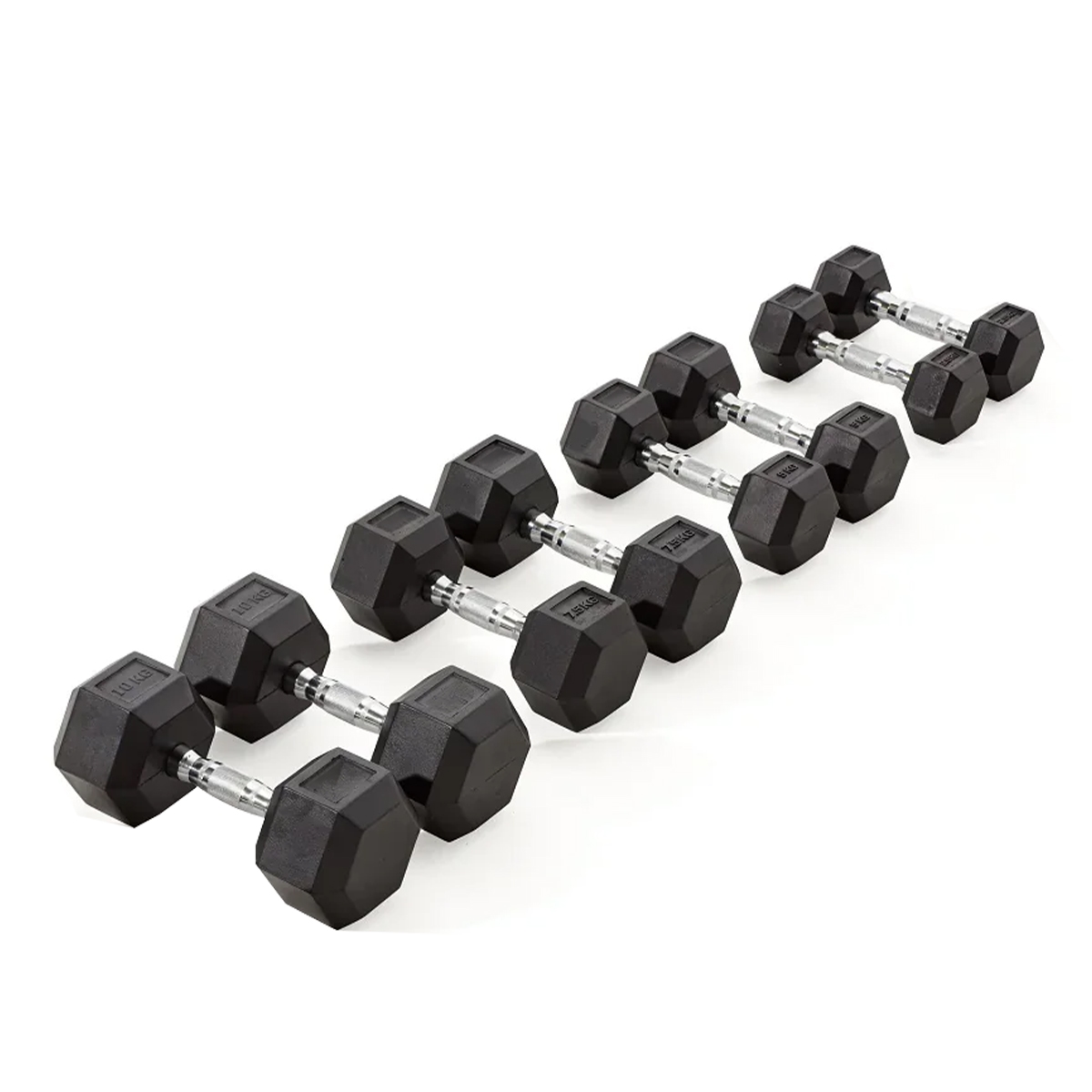 Fitmate Rubber Coated Hex Dumbbell Set 2.5 To 10 Kg | 4 Pairs