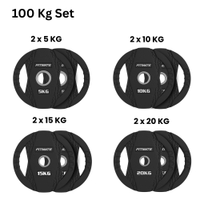 Fitmate Black Rubber Weight Plate 100 Kg Set