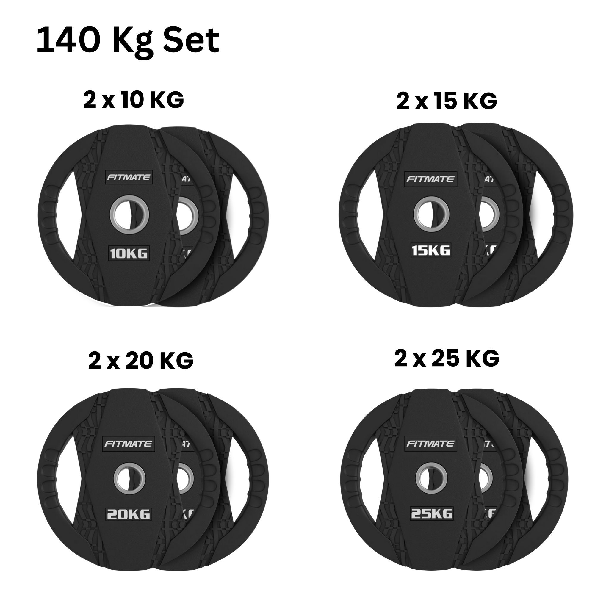 Fitmate Black Rubber Weight Plate 140 Kg Set