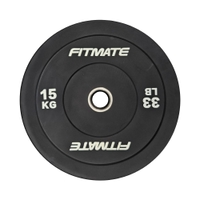 Fitmate Weight Lifting Rubber Bumper Plate Black | 15 Kg