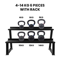 Fitmate Cast Iron kettlebell Set with Rack | 4 to 14 kg