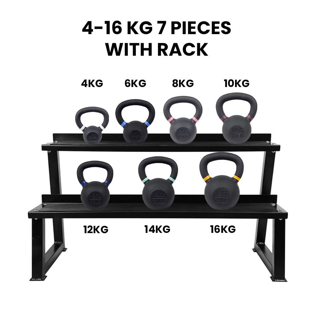 Fitmate Cast Iron kettlebell Set with Rack | 4 to 16 kg