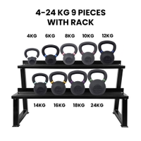 Fitmate Cast Iron kettlebell Set with Rack | 4 to 24 kg