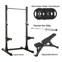 Fitmate Fitmate Squat Rack + Adjustable Bench + Fitmate Black Rubber Weight Plate + 7ft Olympic Bar Home Gym Combo