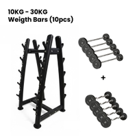 Fitmate Rubber Weight Barbell 10-30 Kg Set With Rack