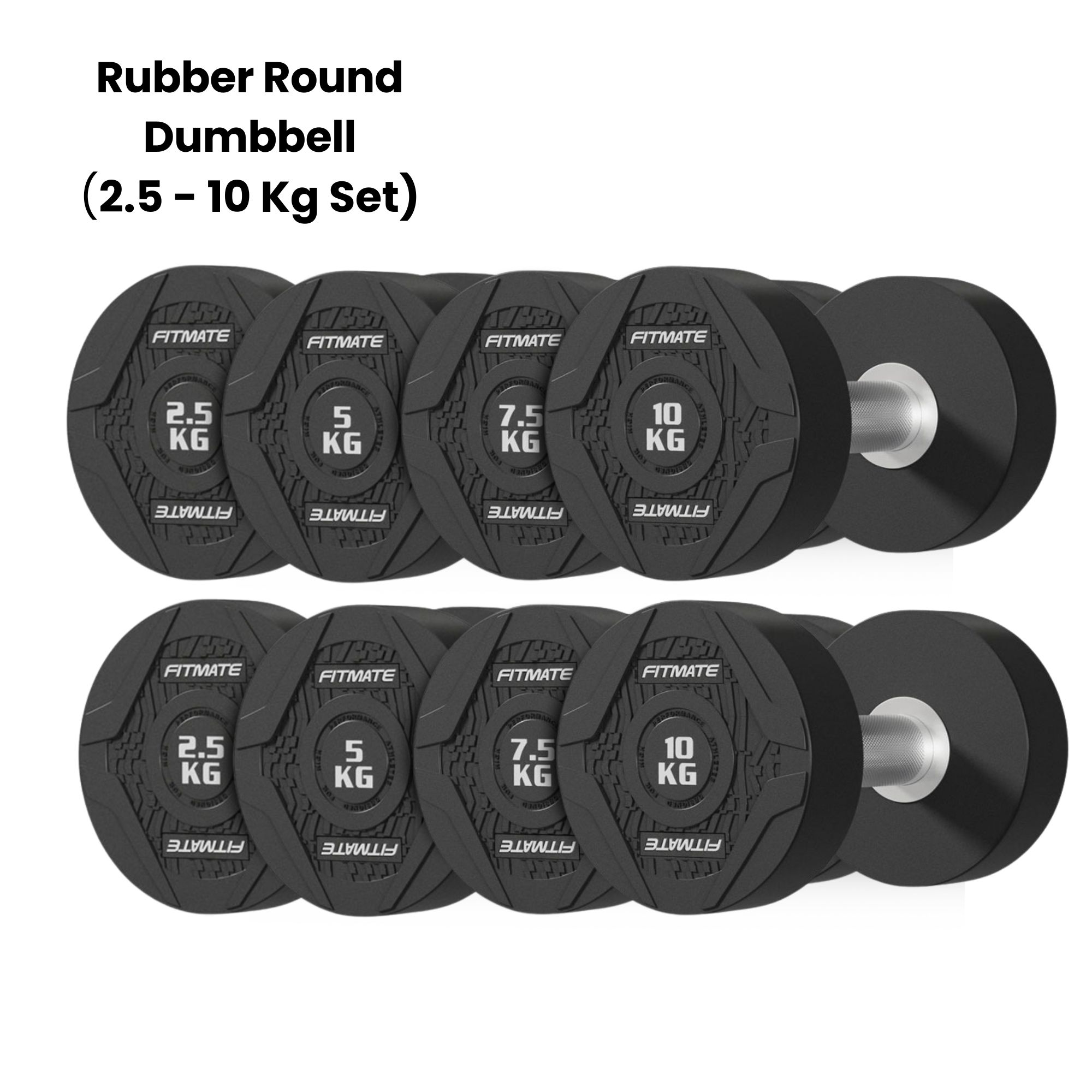Fitmate Rubber Round Dumbbell 2.5 - 10 Kg Set